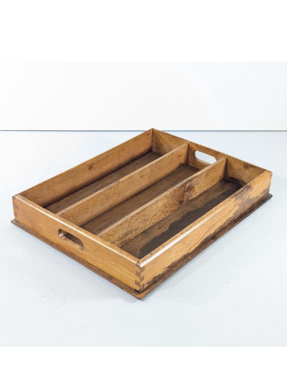 Vintage drawer divider letter tray, brass miniature display shelf